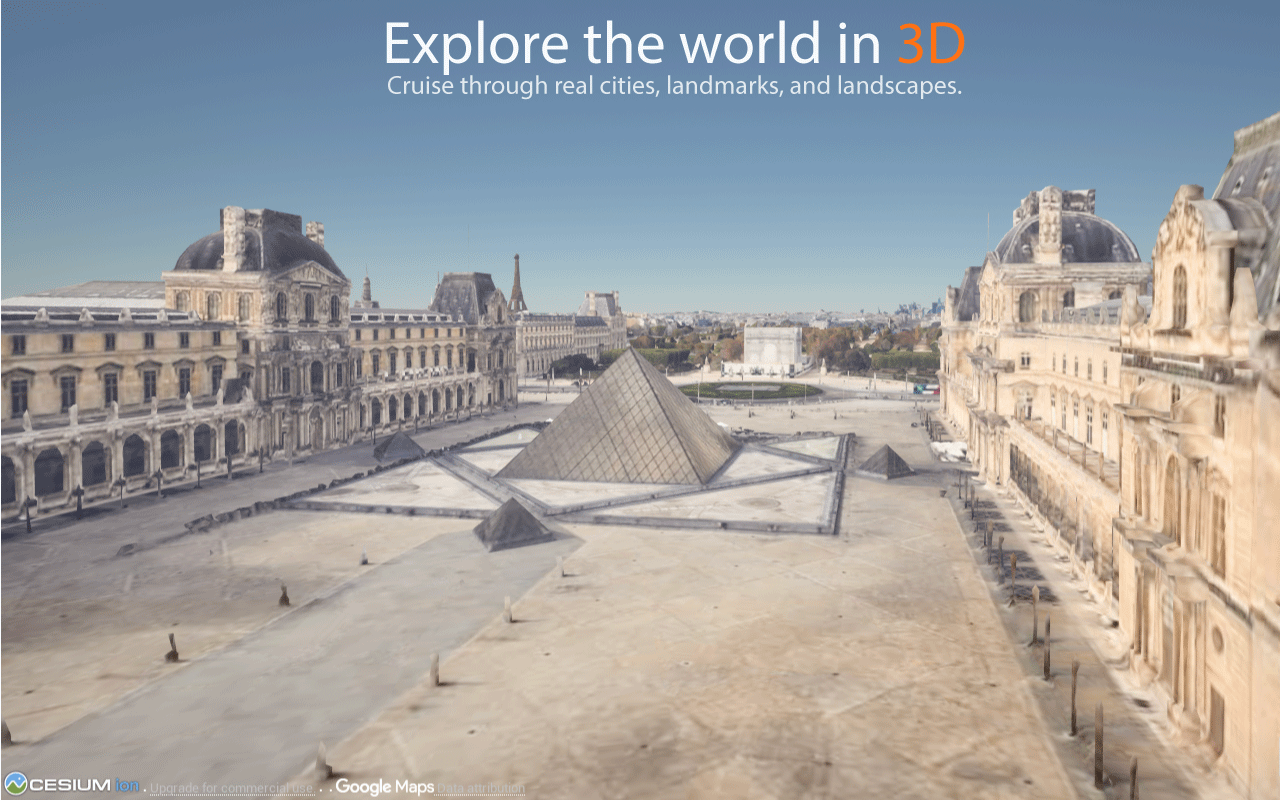 EarthGuide3D exploring Paris from an elevated immersive 3D view