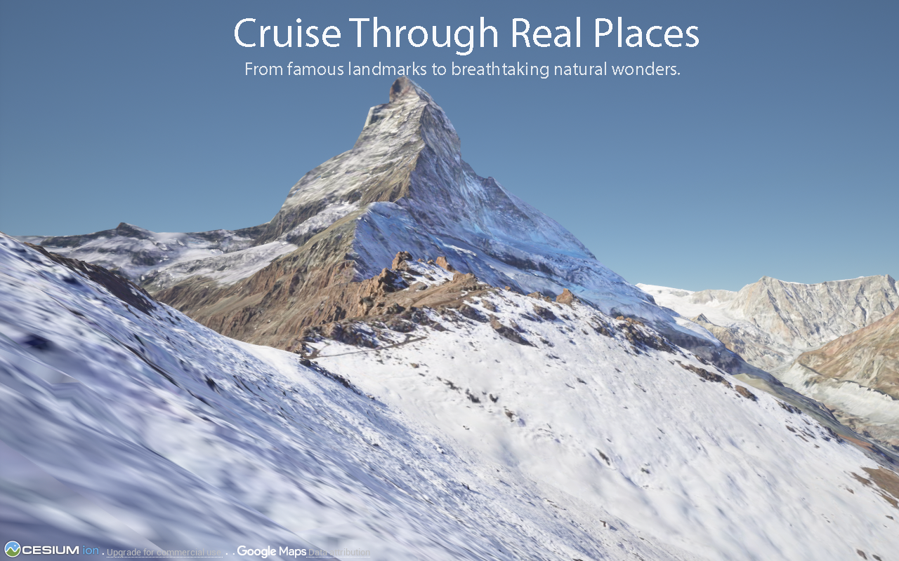 EarthGuide3D moving through a mountain landscape